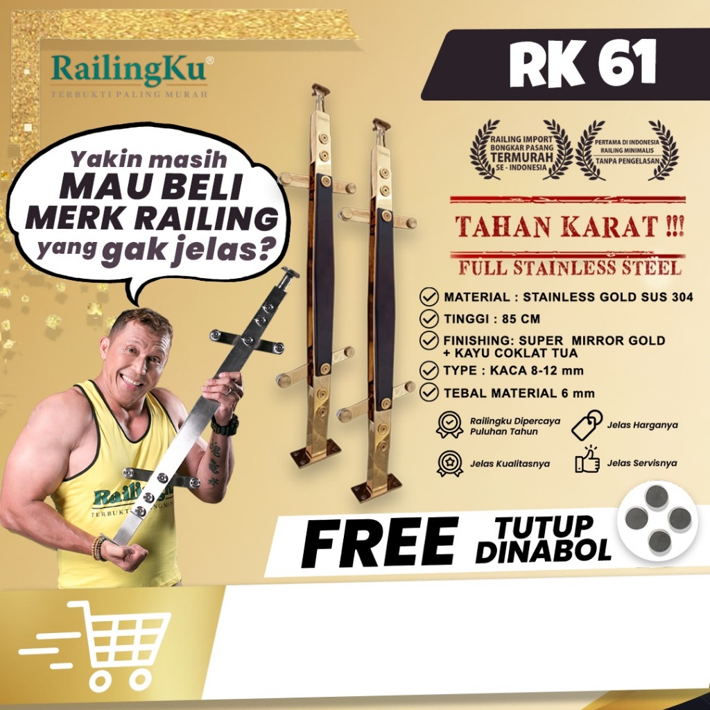 Tiang Railing Tangga Stainless GOLD RK 78