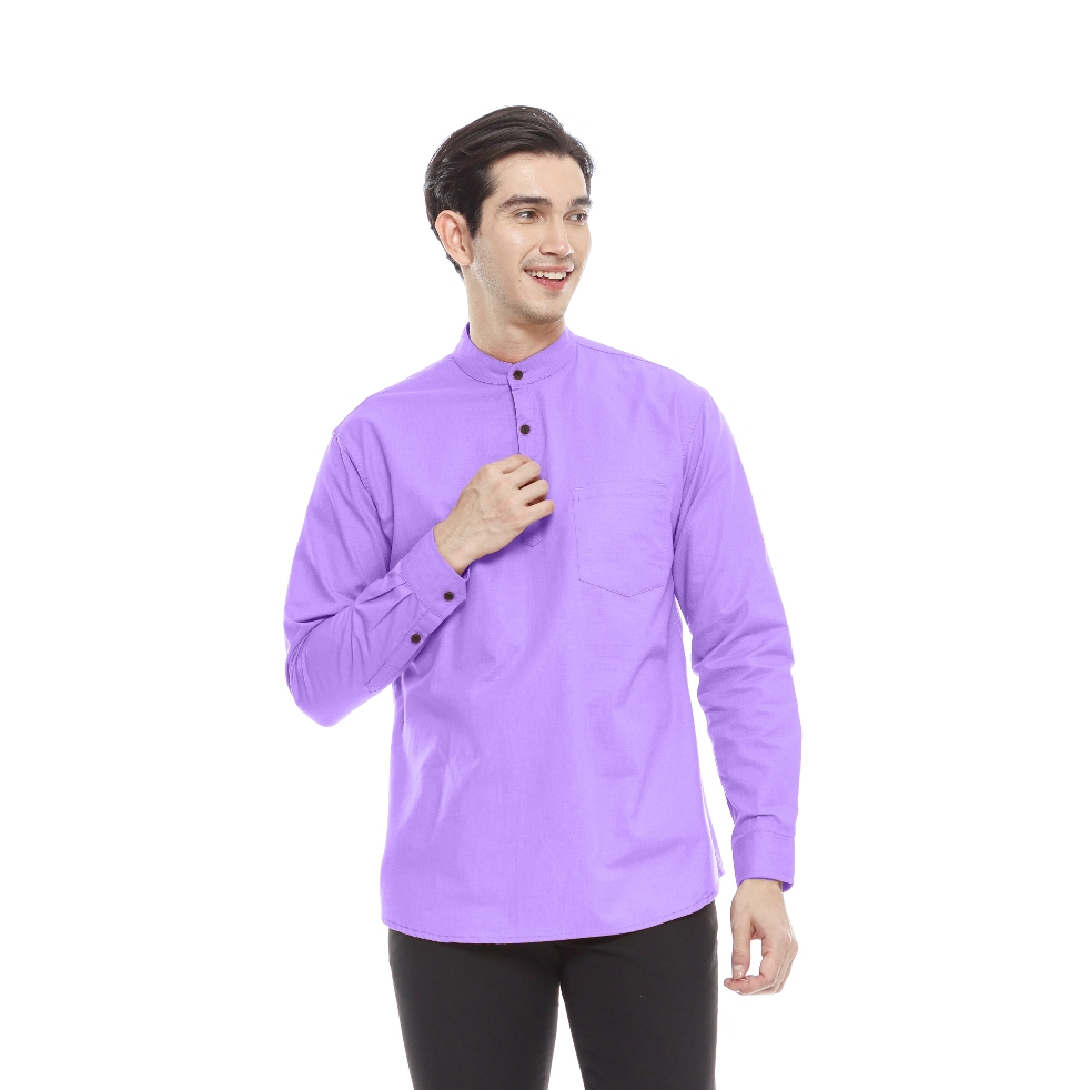 Outskirts - Kemeja Koko Lilac Ungu Pria Lengan Panjang Slimfit
