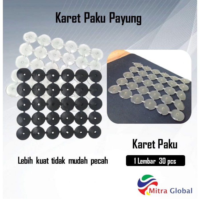 Karet Paku Payung Seng Asbes Transparan Bening Polos Hitam Lentur Perlembar