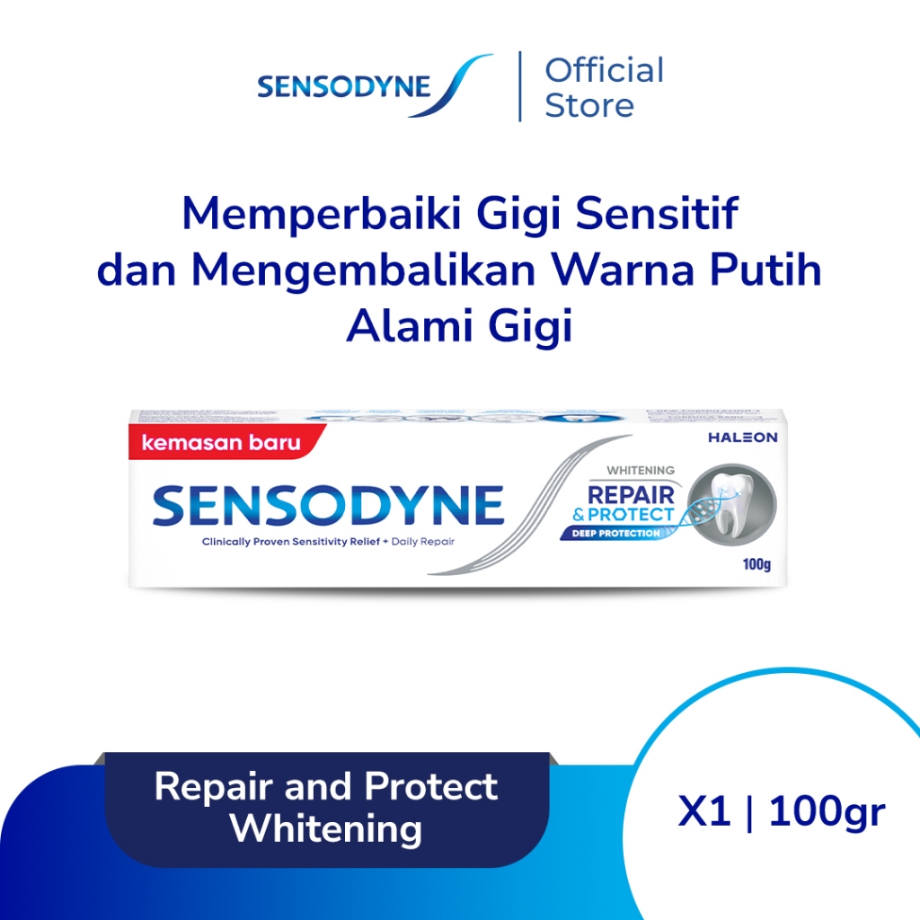 Sensodyne Toothpaste Pasta Gigi Sensitif Repair & Protect Memperbaiki Secara Menyeluruh + Gigi Putih