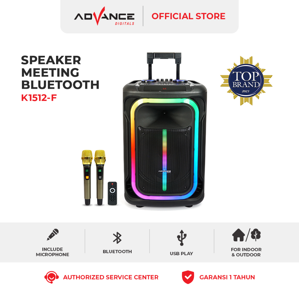 Advance K1512-F  Speaker Meeting Bluetooth Salon Aktif 15" Gratis 2 Mic Karoke