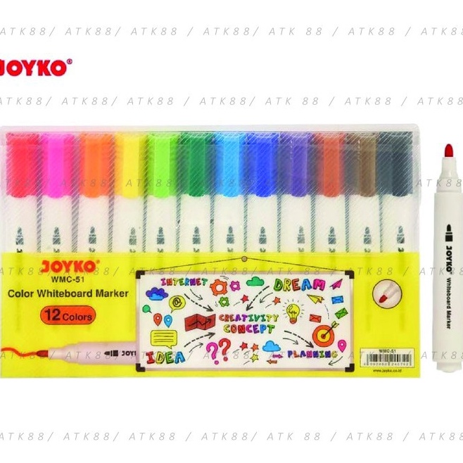 

ART F89E Spidol Whiteboard 12 Warna Joyko WMC51