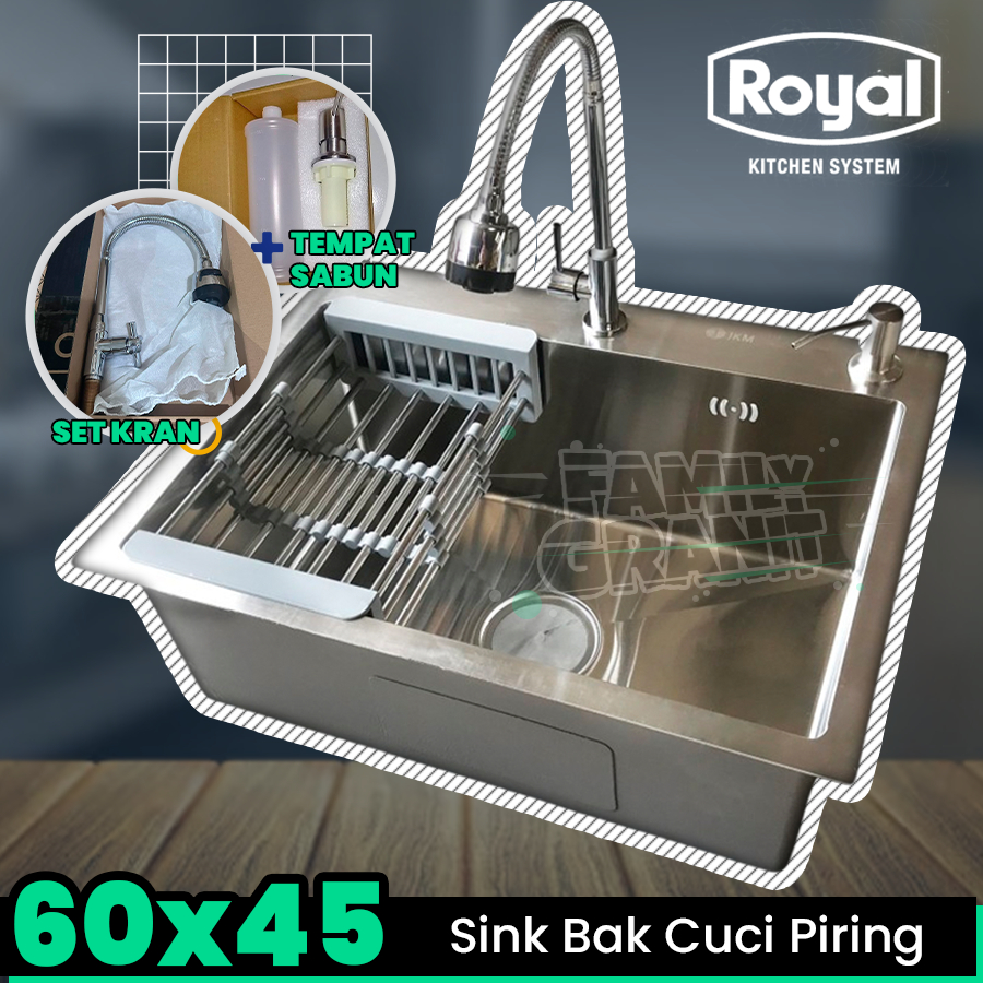 PAKET LENGKAP Sink / Tempat / Bak Cuci Piring Stainless Steel Royal Kitchen Contempo Uno