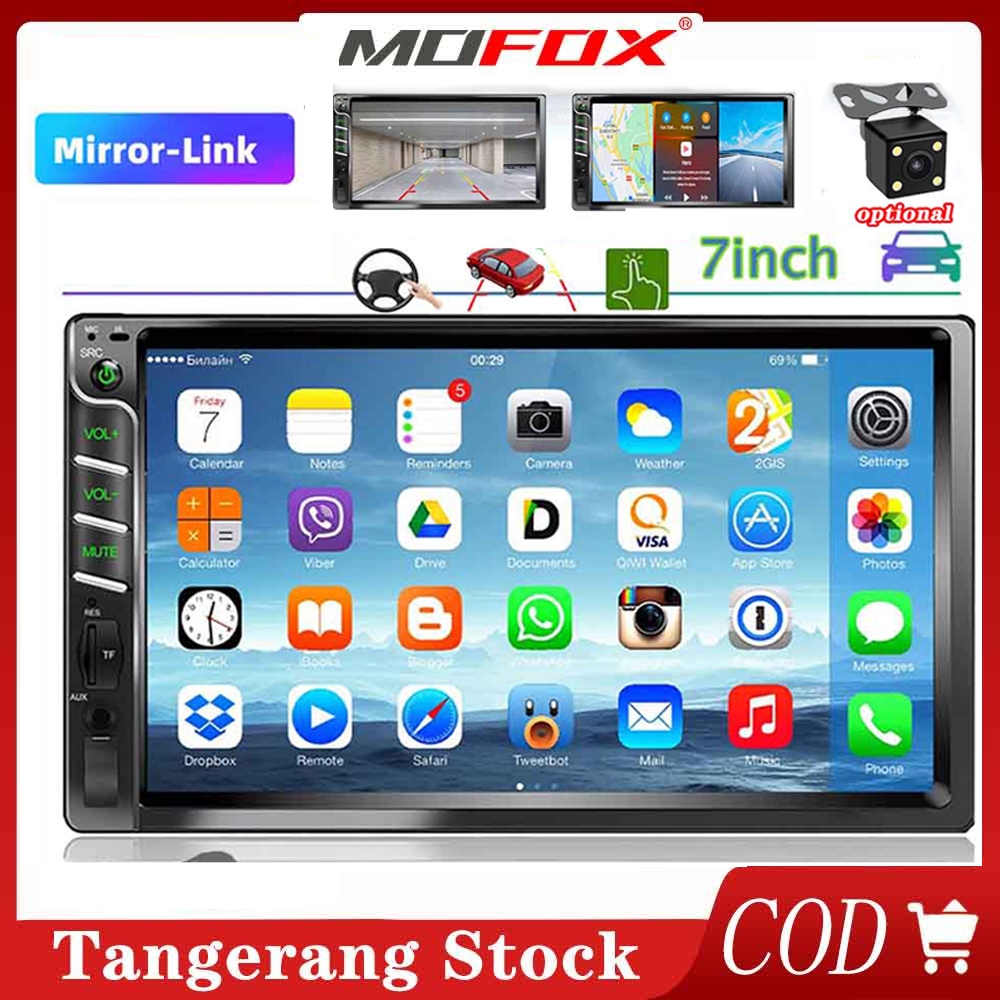 Stok LokalMOFOX TV Radio Mobil 7 Inch Dobel Din Universal 7 inci HD IOS/Android Mirrorlink Mobil MP5
