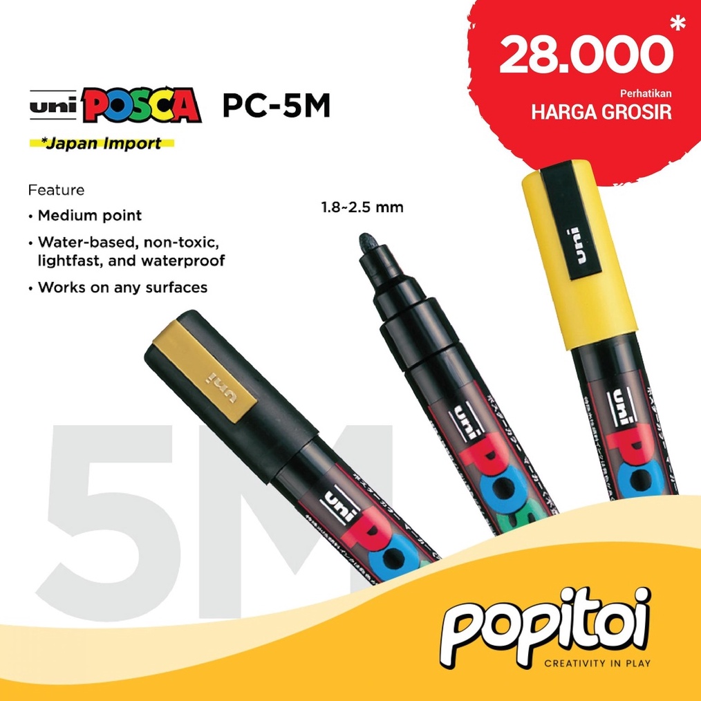 

ART P45K UNI POSCA PC5M Paint Marker Medium Point Spidol warna warni PC 5M PC5M