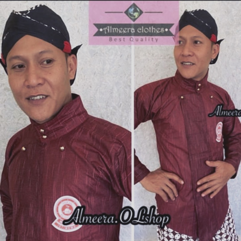 surjan alusan motif hujan gerimis surjan lurik raja keong istimewa maroon tua