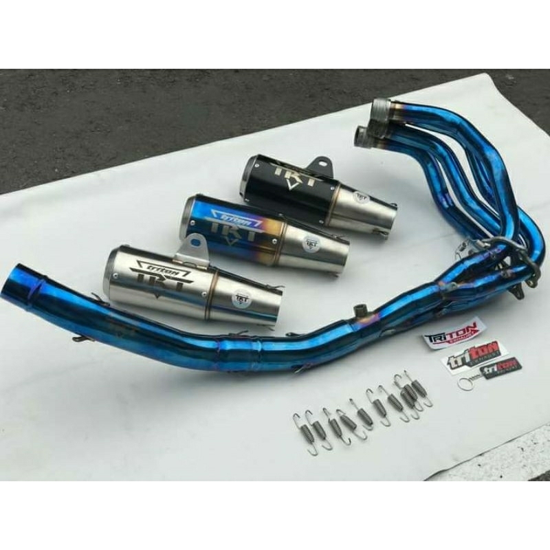 Knalpot Ninja ZX25R Header Blue Original Triton Exhaust