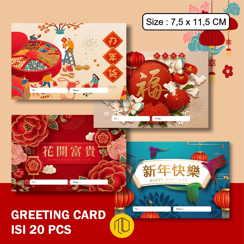[20pcs] Greeting Card Imlek CNY Kartu Ucapan Chinese New Year Gift Card / kartu ucapan imlek sincia 