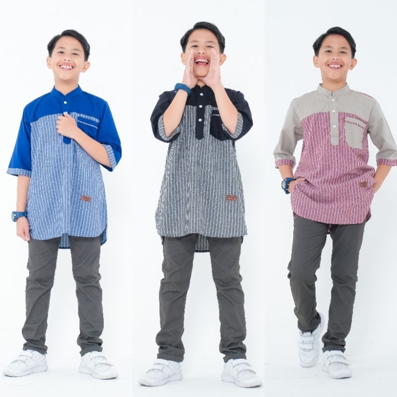Atasan Koko Kurta Anak Pria 5 sampai 14 tahun / Atasan muslim Pria Tanggung Terbaru