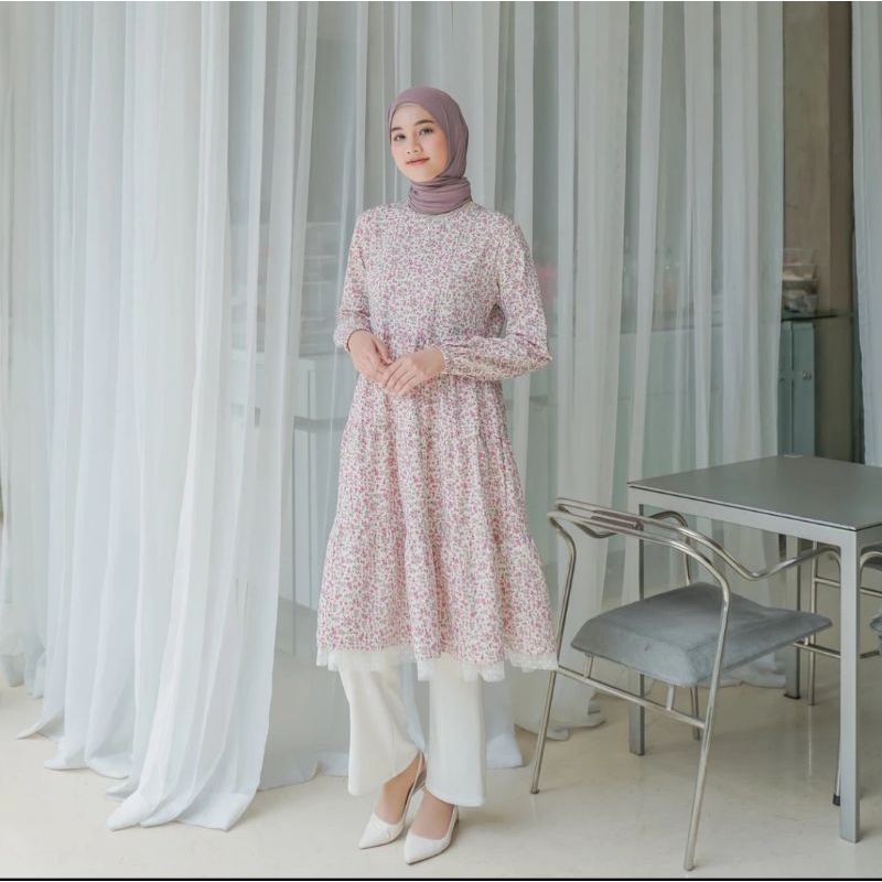 Le Khari Vienna Tunik Busui Tunik Bahan rayon crinkle + tulle Size L