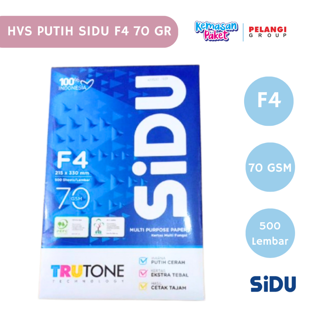 

KERTAS HVS F4 SIDU KERTAS FOTOCOPY SINAR DUNIA 70 GSM