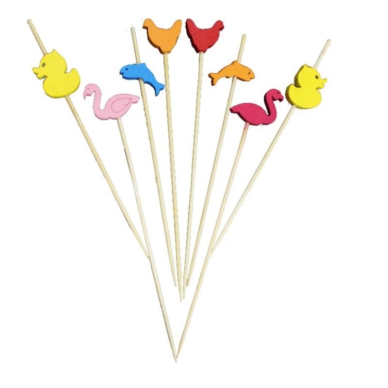 Tusuk buah bambu / tusuk cocktail dessert kue bambu isi 50/pack