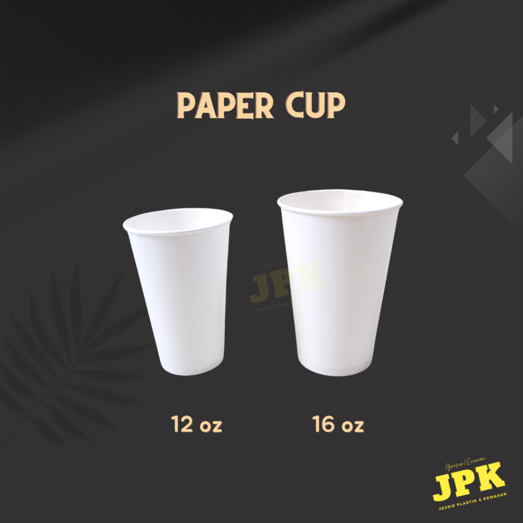 paper cup / gelas kertas putih polos 12 oz / 16 oz isi 50 pcs