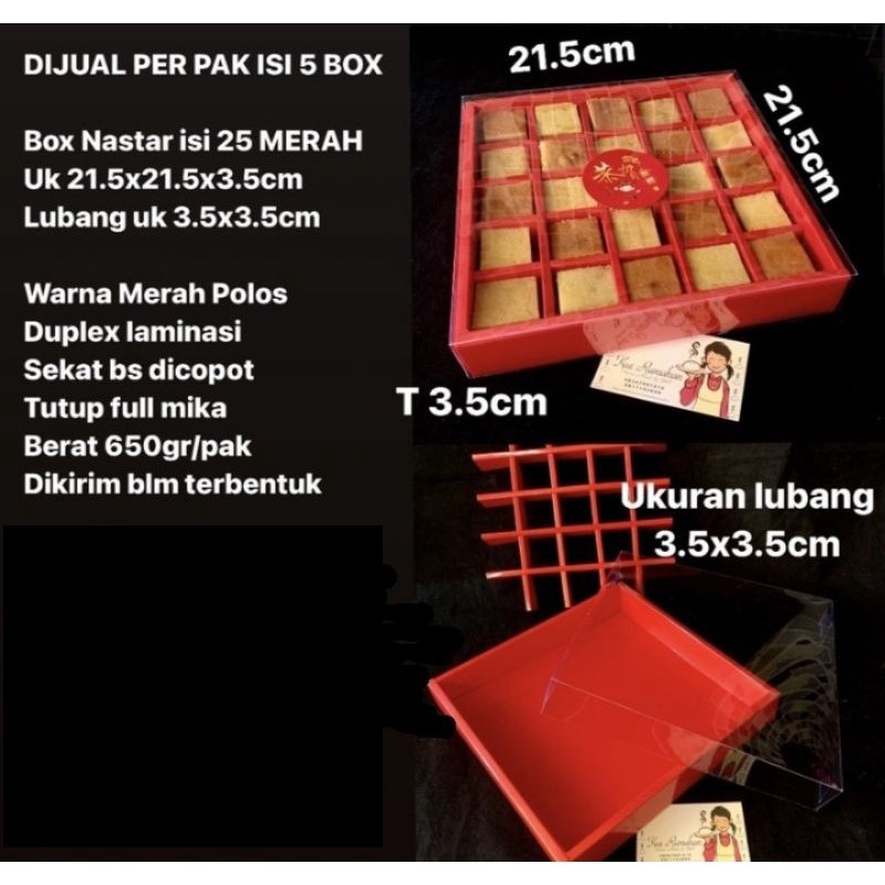 

(5pcs)kardus nastar sekat 25 dus nastar merah hampers pacakgaiang nastar dus bingkisan nastar 21x21x3 cm