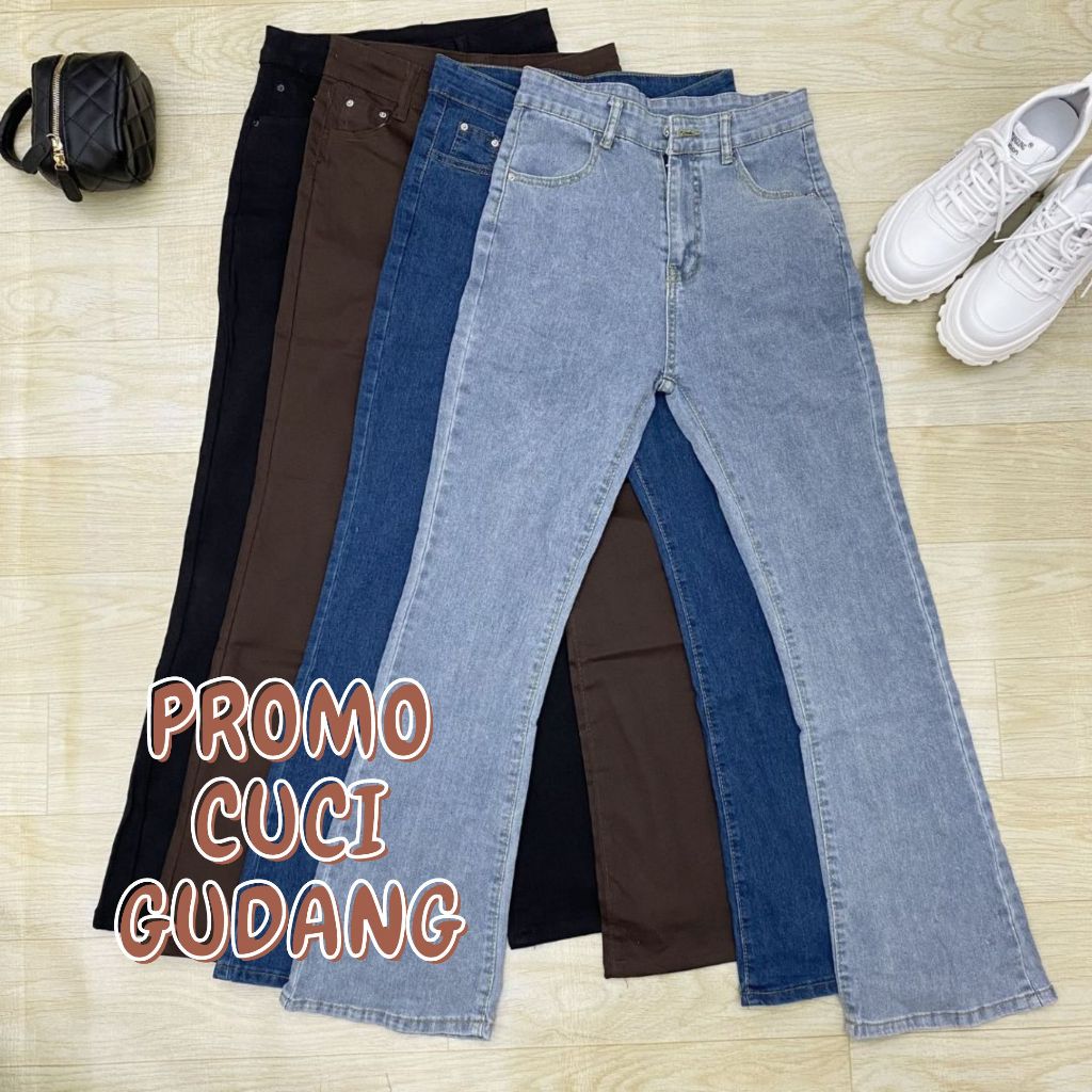 B11 - Celana Jeans Wanita High Waist Jeans Wanita Celana Cargo Wanita Kulot Jeans Celana Panjang Wan