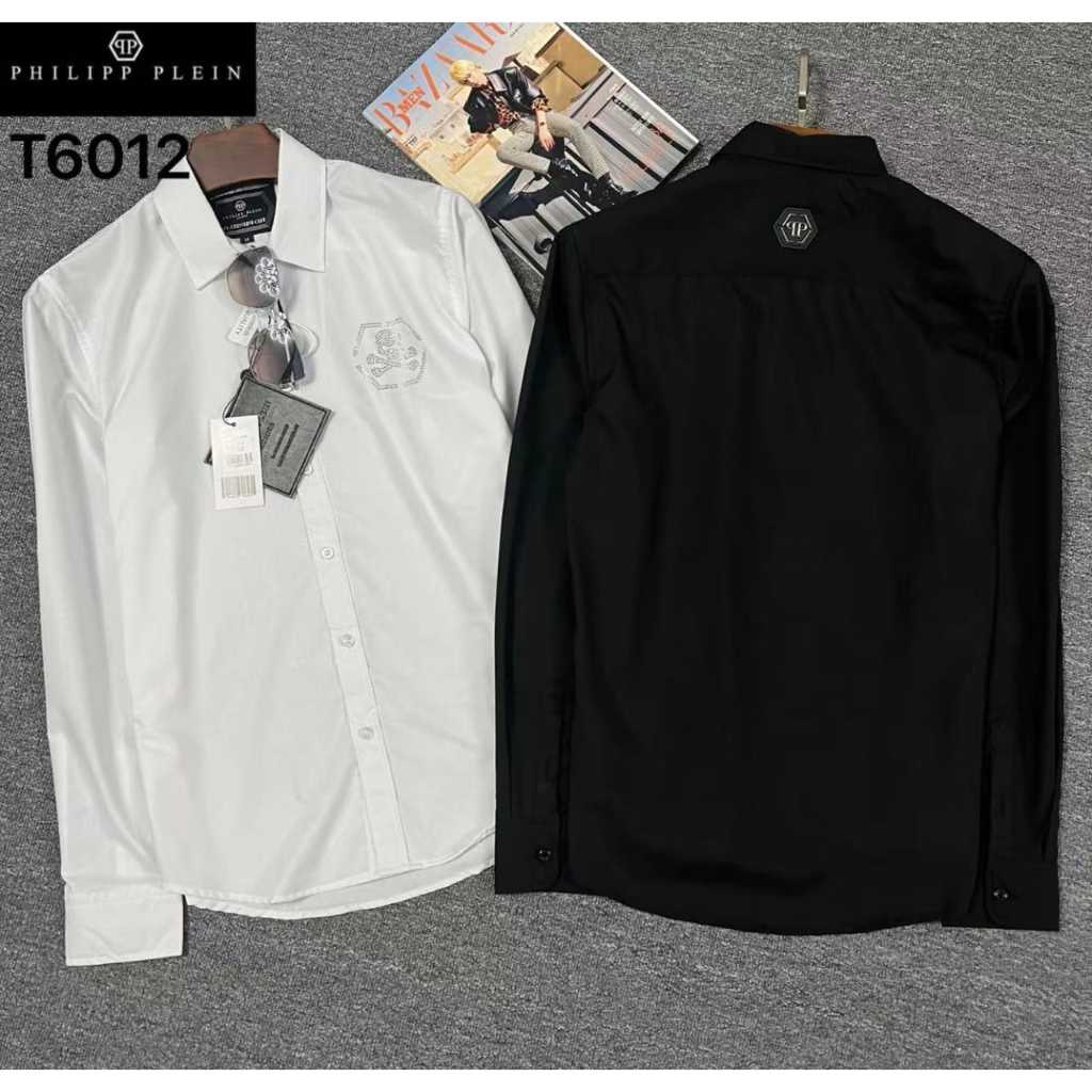 P PLEIN Kemeja Katun Satin Panjang Import Pria 06012