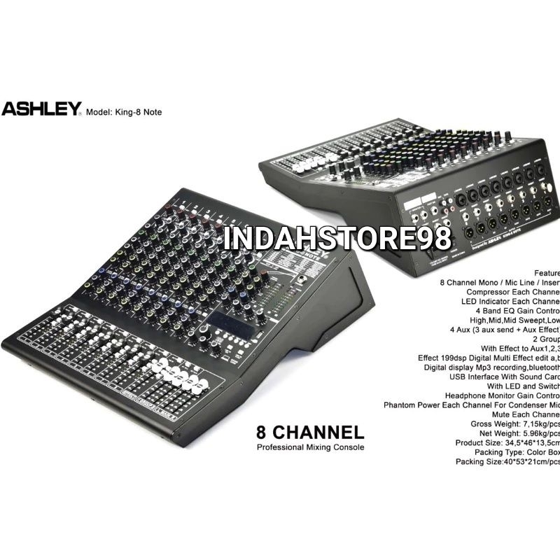 Mixer Ashley King Note 8 Profesional Mixer 8 Channel Original King Note8