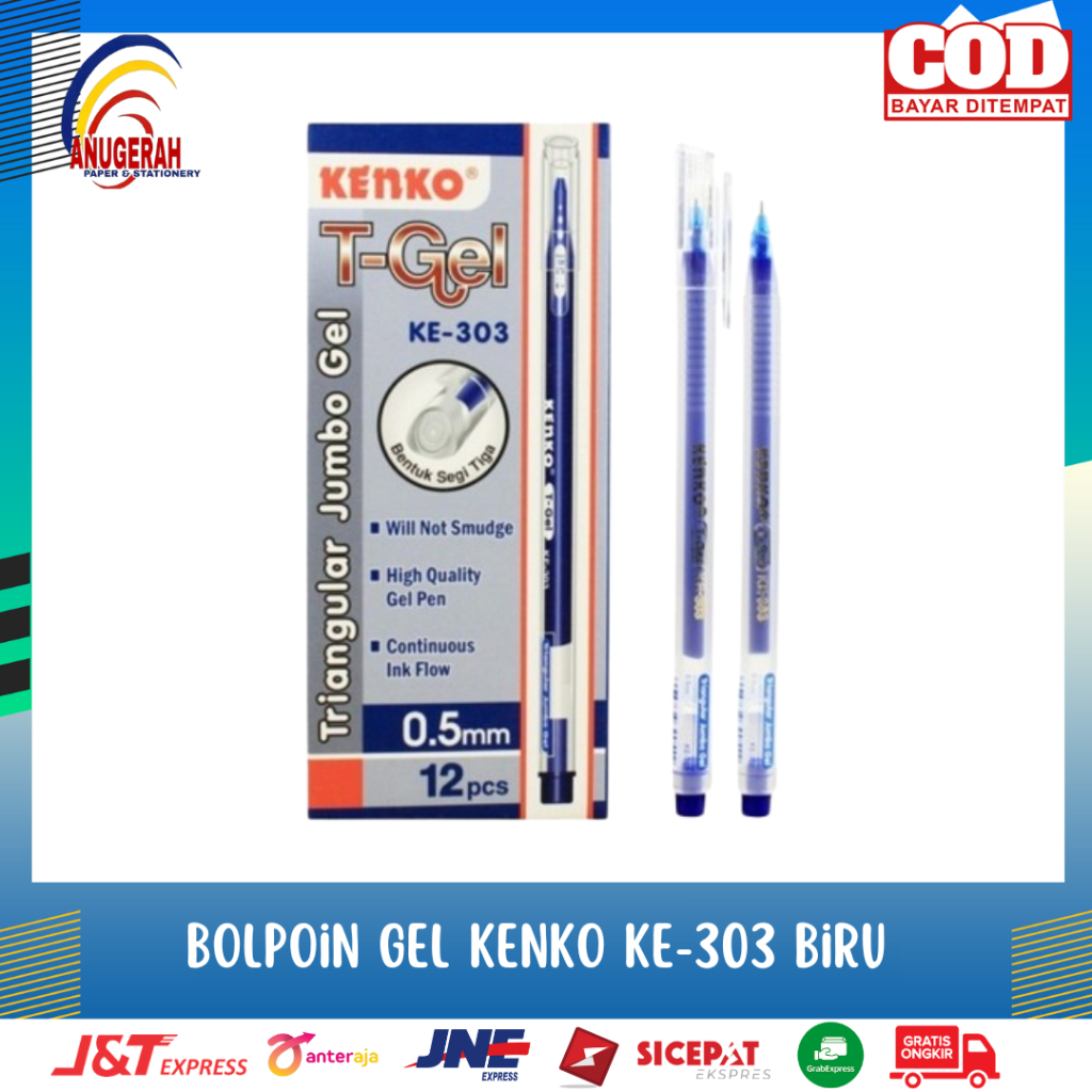 

BOLPOIN GEL KENKO KE-303 BIRU (LSN)