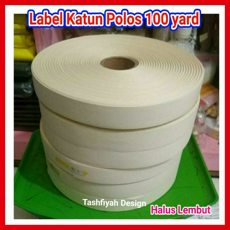 

Label Katun 2cm Pita Polos Lipat Premium Crem Halus Lembut 100 yard