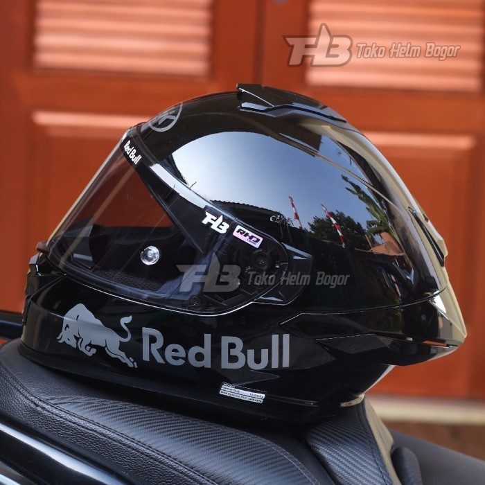 HELM FULL FACE NHK Mark 1 DV SOLID Black Glossy stiker Red Bull SILVER