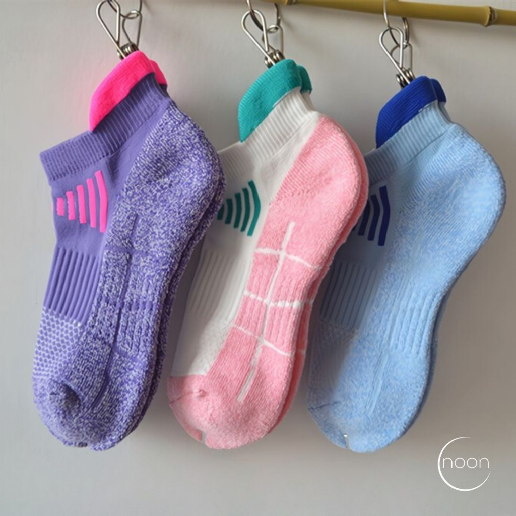 NOON [ gg (set) / 지지 ] 6 PASANG Kaos Kaki Pendek Wanita Korea Tebal Running Dewasa Semata Heat Tech 