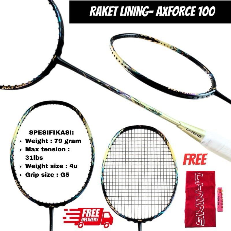RAKET BADMINTON LINING AXFORCE 100 (BONUS LENGKAP)
