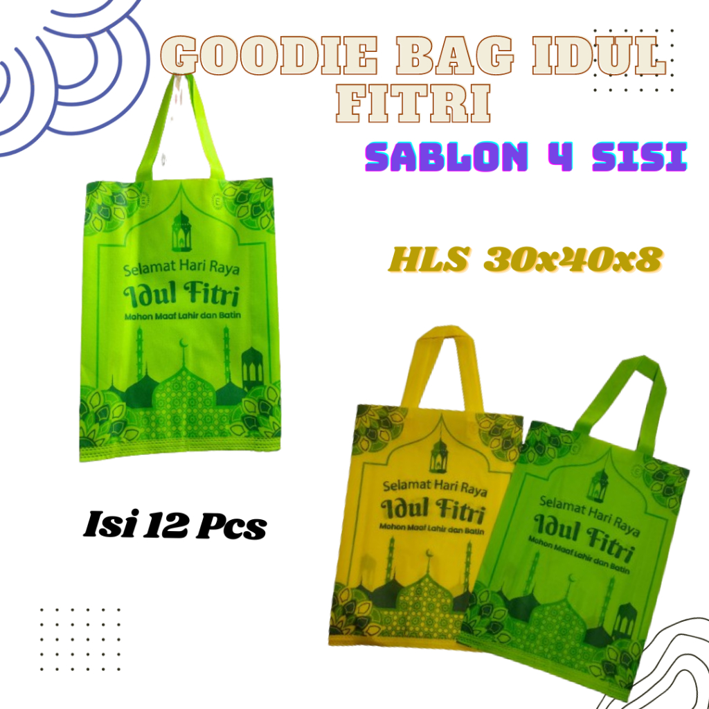 

( 1 Pak ) Tas spunbond LEBARAN HLS 30x40x10 ,goodie bag ,tas idul fitri,tas souvenir pernikahan,goodie bag ulang tahun,ultah,custom,bebas,murah