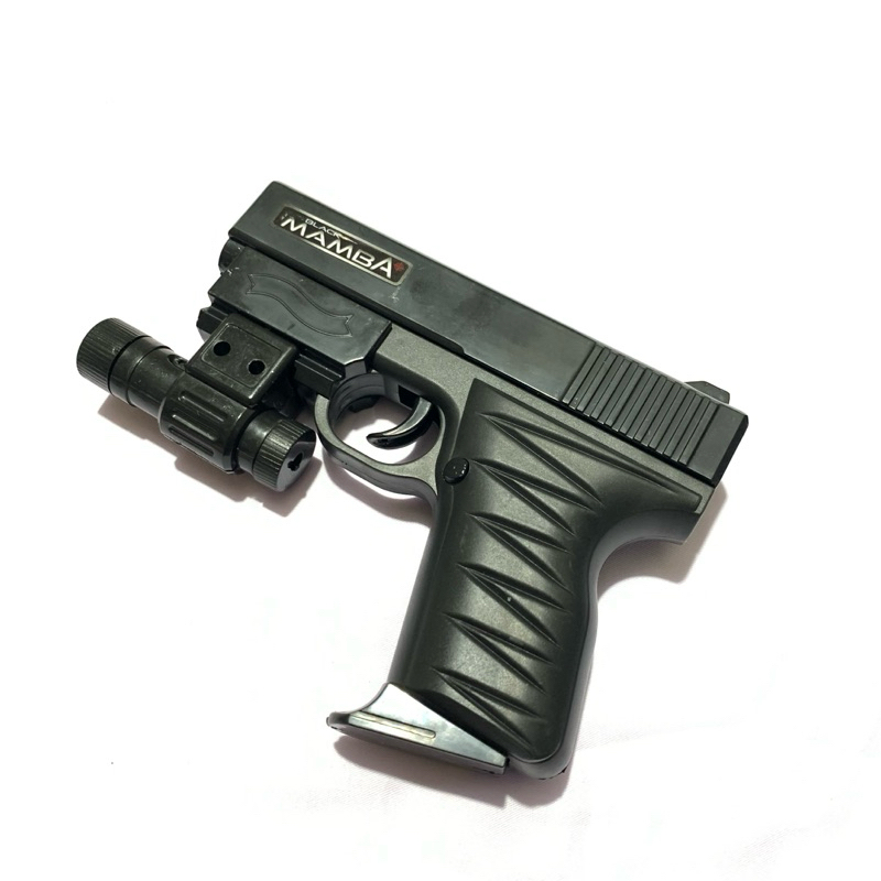 Mainan Anak Kecil Pistol Mainan Mini Hand Gun + Laser Kokang Airsof Hitam Gun Toy Dewasa Bukan Pistol Air