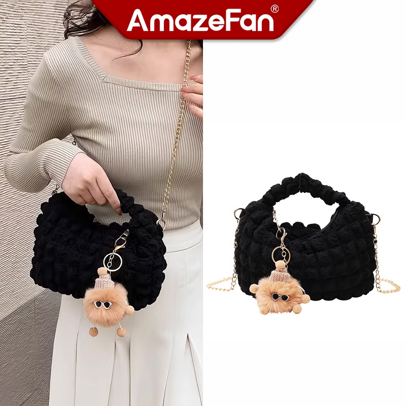 AmazeFan Tas Bahu Wanita Tas Beruang Bulu Tas Fluffy Gaya Tas Konser Stylish Kecil Tas Wanita Lucu K