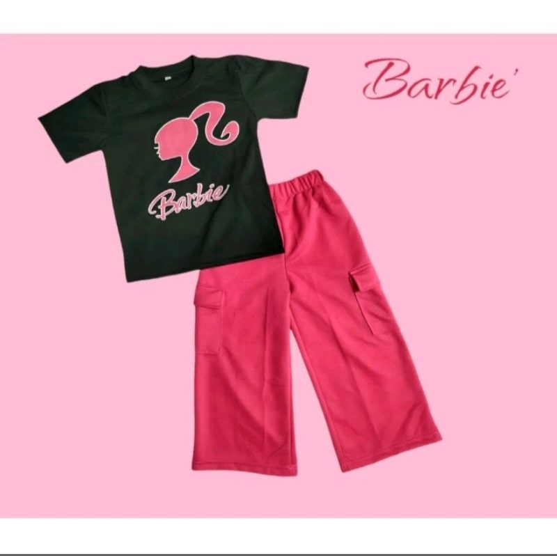 Setelan Anak Barbie Celana Cargo