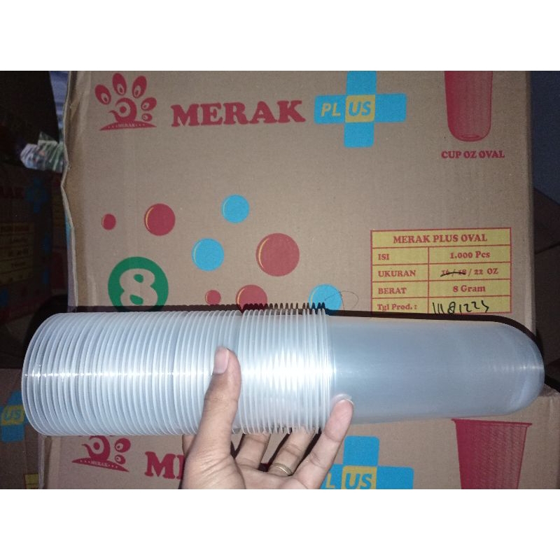 Gelas Cup Plastik kap 22 Ozz Oval 7gram 22 ozz oval 8gram 1slop isi 50pcs terlaris