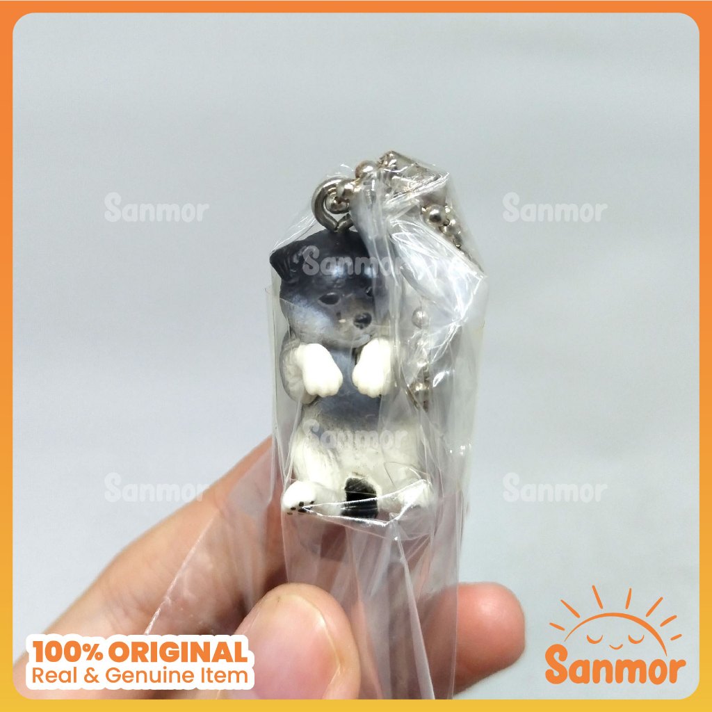 Gachapon Gashapon EPOCH Keychain Gantungan Kunci Yura Shiba Inu Dog Original New - Black and White