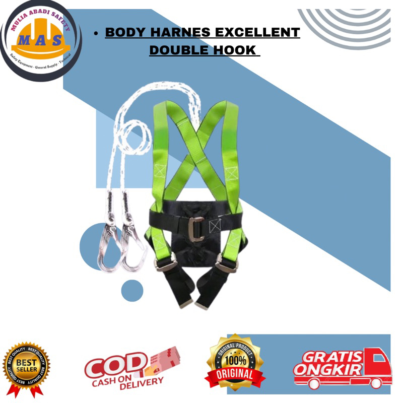 BODY HARNESS EXCELLENT DOUBLE HOOK ORI / Safety Harness Double Hook / Full Body Harness Proyek
