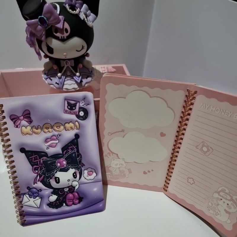 

Buku Diary / Note book spiral karakter sanrio Kuromi, My Melody, Cinnamoroll, Pochacco