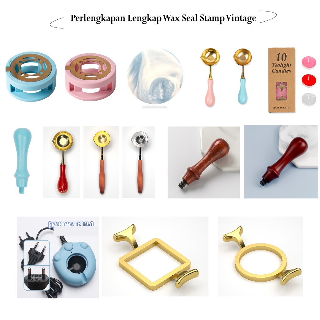 

[Nokai Space] READY Set Perlengkapan Stempel Segel Lilin Gaya Vintage Untuk Cap Amplop Undangan Pernikahan / Ulang Tahun Wax Seal Stamp