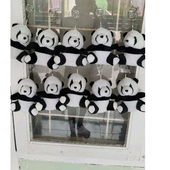 Boneka Gantungan Kaca Mobil 12 pcs panda hitam putih lucu