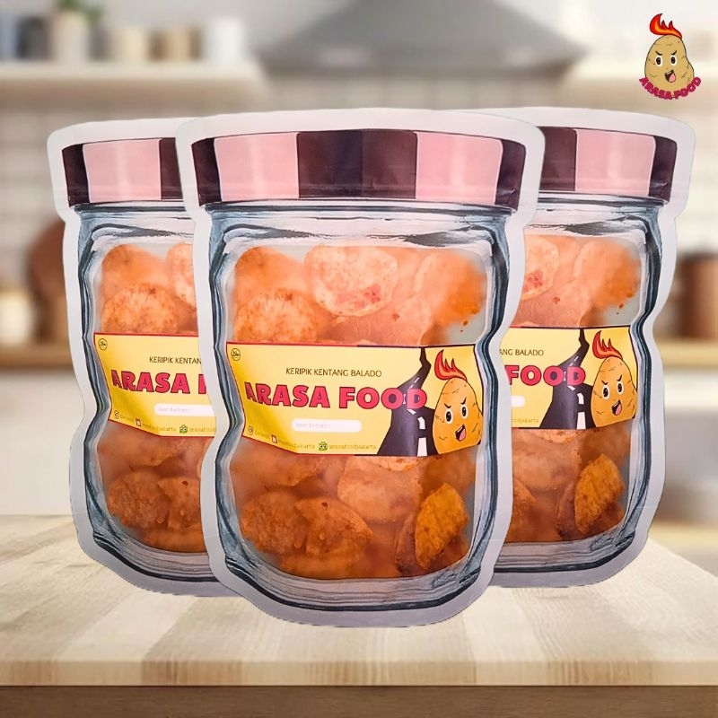 

Keripik kentang balado 100gr ARASA FOOD (snack pedas asin) home made, cabai asli