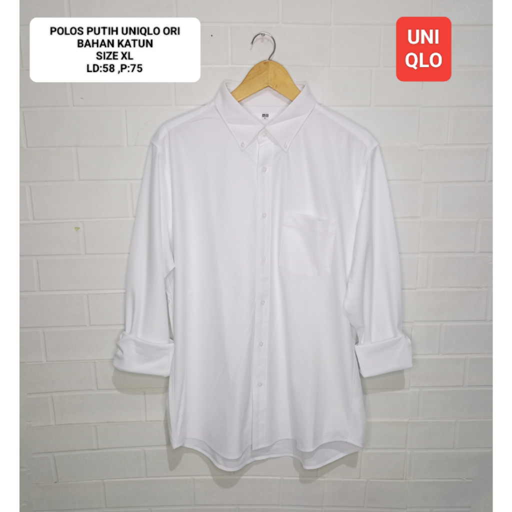 KEMEJA PUTIH UNIQLO ORI SIZE XL BAHAN KATUN