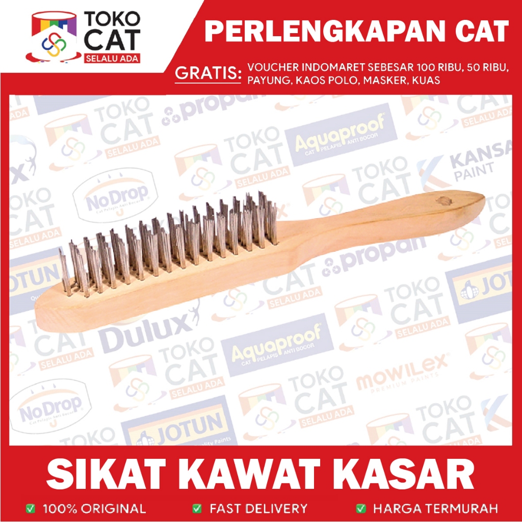 Sikat Kawat Kuningan 8 Baris | Sikat Besi KASAR Gagang Kayu | Wire Brush
