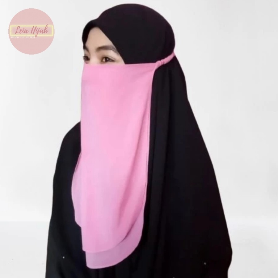 Cadar niqob 2 layer tali karet tanpa jahitan bawah mata diamond crepe
