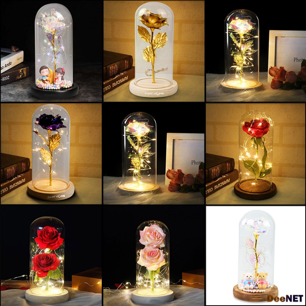 Lampu Meja Hias LED Mawar Beauty and The Beast