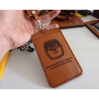 

( TERMURAH ) ID Card Holder Kulit Custom Logo, Name Tag Kulit Asli - Lanyard ID Card