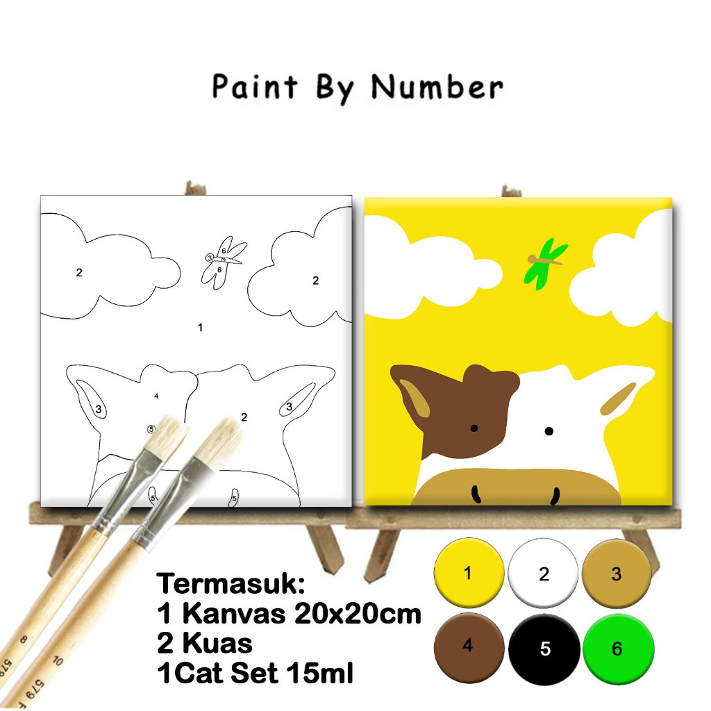 

PAKET Hampers Paint By Numbers Kids Kanvas Lukis DIY Painting Cow