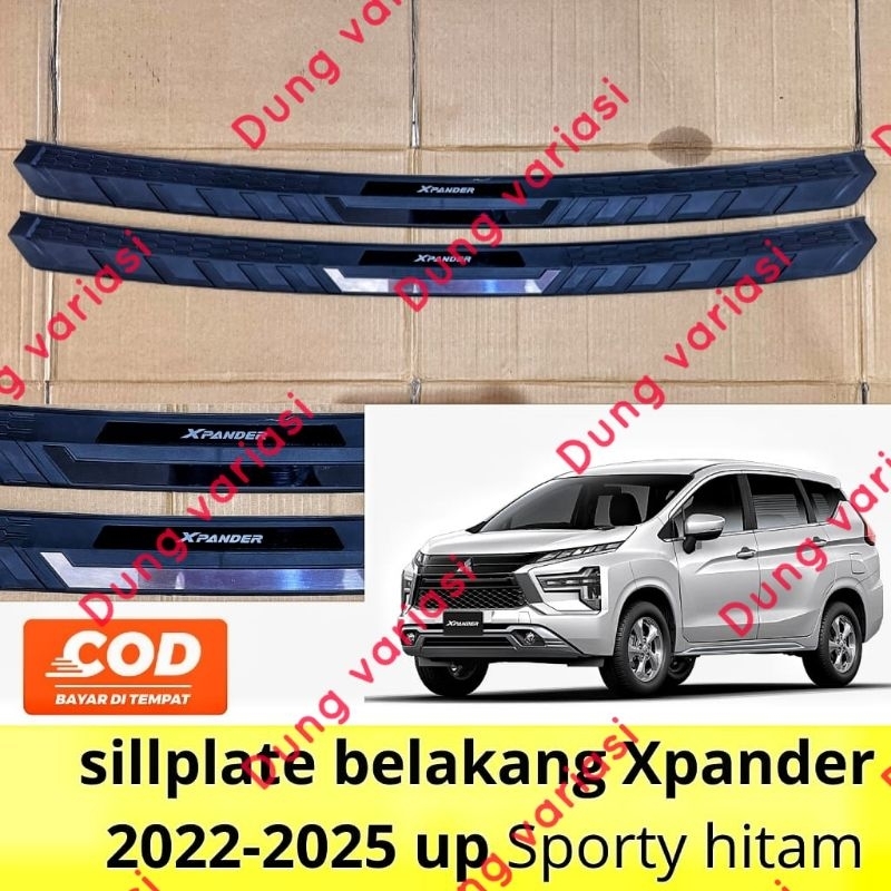 sillplate belakang xpander sporty hitam list chrome 2022,2023,2025