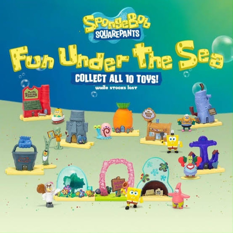 Figure Spongebob Nickelodeon (Hadiah Happy Meal Mcdonalds) Figure Patrick Mr Crab Shandy