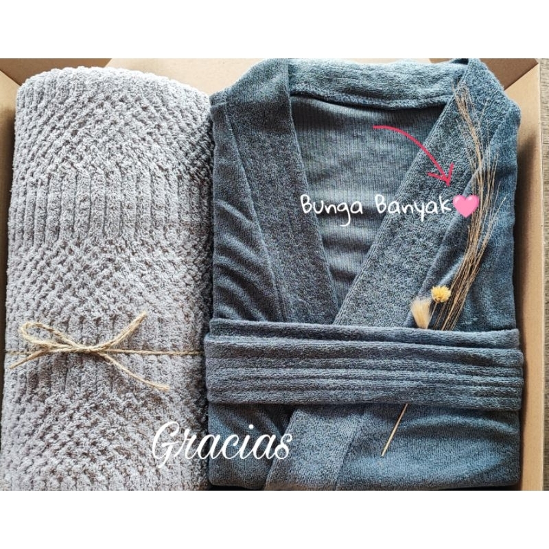 Grosir Hampers Gracias Handuk Quick Dry 100% & Kimono Baju Mandi, Seserahan, Mukena, Sajadah, Hadiah