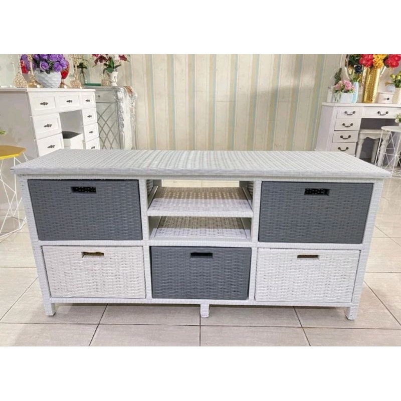 MEJA TV LEMARI ROTAN SINTETIS