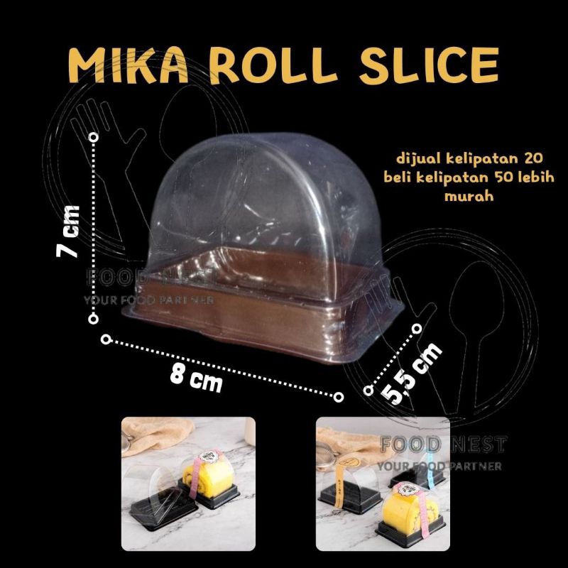 [KELIPATAN 20 PC] mika bolu gulung kotak mini / tray roll cake mini / mika roll tart roll cake mika