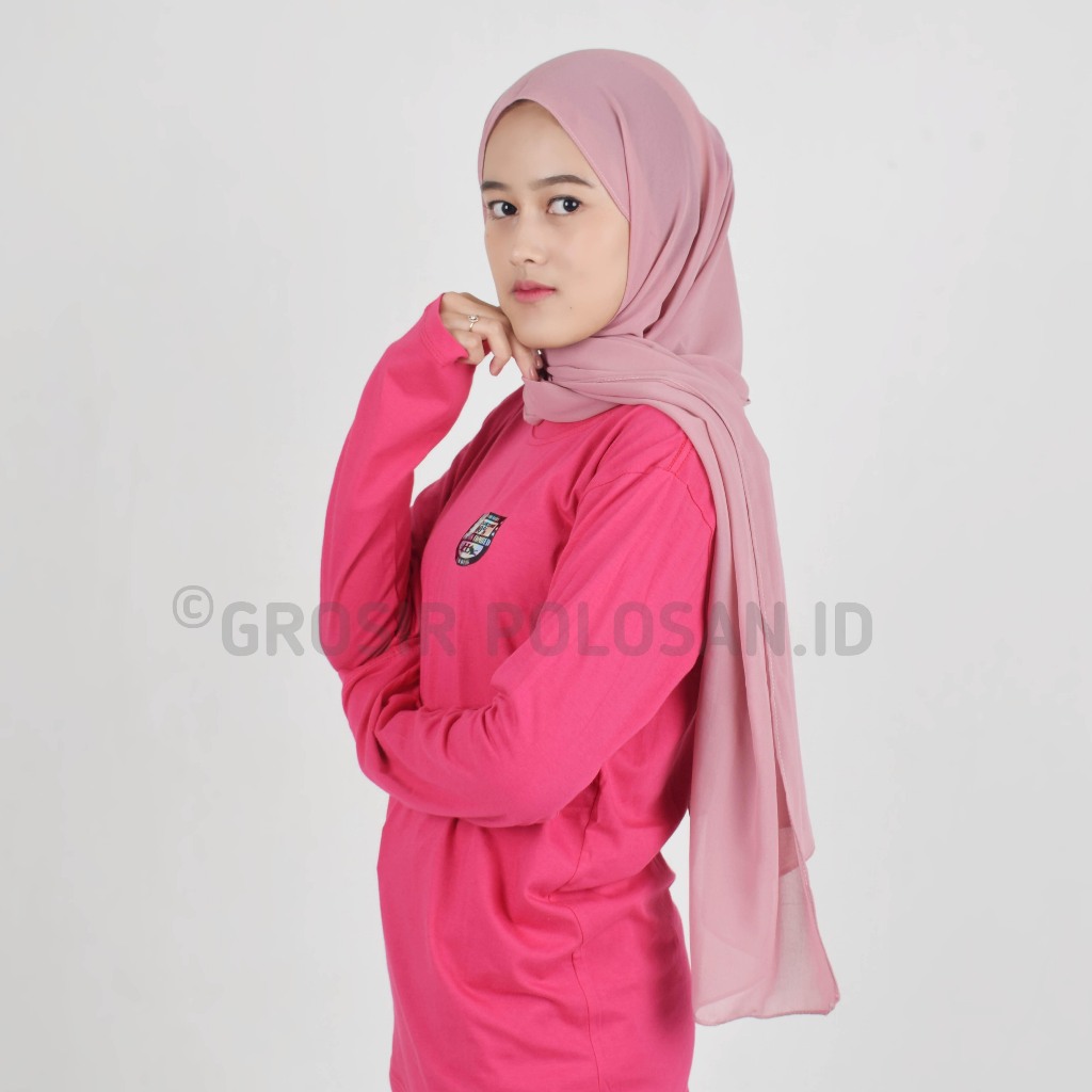 KAOS T SHIRT POLOS LENGAN PANJANG COTTON KATUN COMBED 30s PINK FUCHIA PINK FANTA BAJU PAKAIAN WANITA