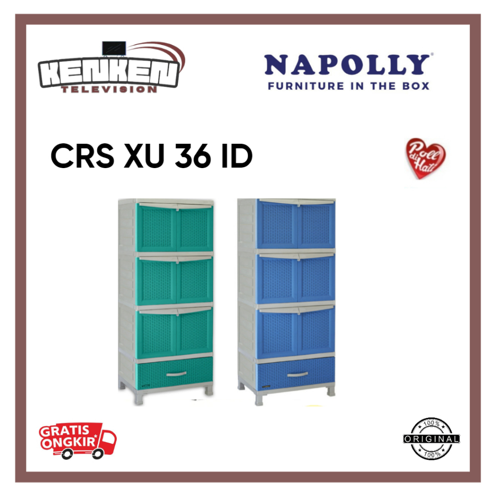 Lemari Plastik Napolly CRS-XU 36 1D Lemari Pakaian Plastik Napolly Lemari Napolly